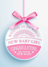 Load image into Gallery viewer, New Baby Girl Recordable Audio Voice Greeting Card