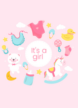 Load image into Gallery viewer, New Baby Girl Recordable Audio Voice Greeting Card
